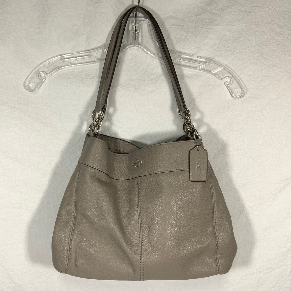 Coach Gray Lexy Leather Shoulder Bag F27593